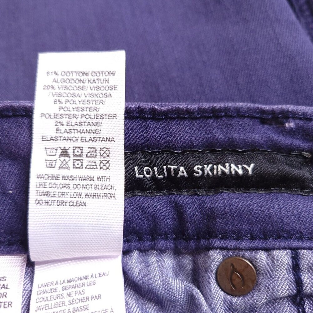 Lucky Brand Womens Lolita Skinny Jeans 8 Raw Hem Low Rise Purple Stretch - Picture 9 of 9